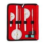 MEDVISION Goniometer Set Stainless Steel Orthopedic Measurement Kit Inclinometer Reflex Hammer Measuring Tape Zipper Case