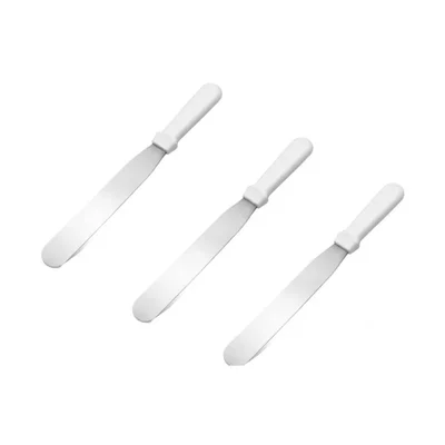 Smart Chef HS30103, 3pcs Pallet Knives with White Handle, Strainght 10-Inch Blade Length for Cake Decorating, Icing