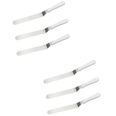 Smart Chef HS30201, 6pcs Pallet Knives with White Handle, Cranked 4-Inch Blade Length for Cake Decorating, Icing