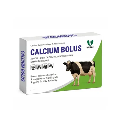 VarahVet Calcium Bolus to Prevent Milk Fever, Support Bone Strength & Boost Milk Yield for Cattle & Buffaloes
