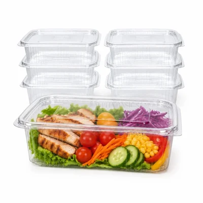 500ml, 500 Pcs Food Delivery & Kitchen Storage Box, Transparent Reusable Air Tight Hinged Container with Flat Lid