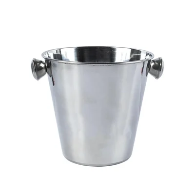 8.75x8 Inch Stainless Steel Wine and Champagne Bucket with Knob Handles for Home Bar and Catering