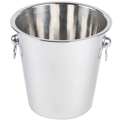 8.75x8 Inch Stainless Steel Wine and Champagne Bucket with Ring Handles for Home Bar and Catering
