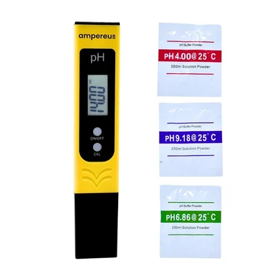 AMPEREUS Auto pH Meter (Yellow), High-Accuracy Digital Water Quality Tester for Home, RO Water, Pool & Hydroponics