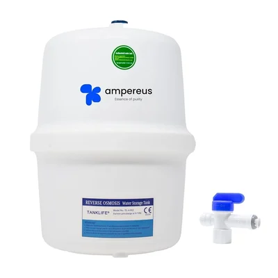 AMPEREUS Reverse Osmosis Water Pressure Storage Tank (4 Gallon) with 1/4" Valve Port for Under-Sink RO Purifiers