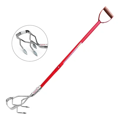 Global Nature Agro 3-Tines,Manual Hand Culti-Rake With 4.25 Feet Steel Handle and Grip, For Farming & Gardening