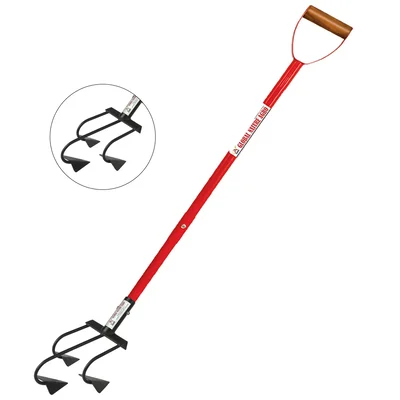 Global Nature Agro 3-Tines, 4 Inch Manual Hand Rake With 2 - 4.25 Feet Adjustable Handle, For Farming & Gardening