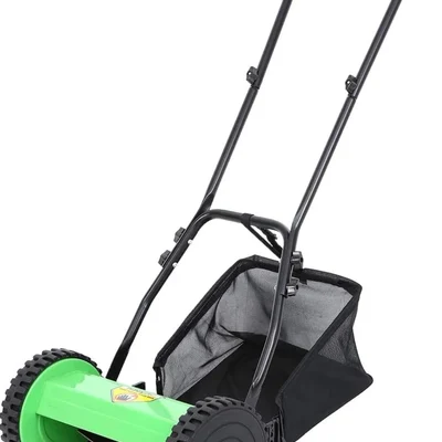 Manual Lawn Mower 16 inch wide 27L Grass Catcher, 5-Blade