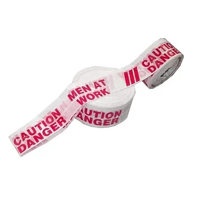RPES Caution Tape, Red & White, 75mm x 250 meter, Reflective, Waterproof Non-Adhesive Single-Sided