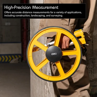 Deli 300mm High Precision Mechanical Distance Measuring Wheel for Surveying and Construction Foldable ABS Tire DL330112