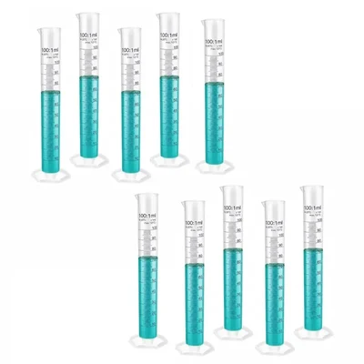 LABXPRT 100ml Pack of 10 Chemistry Lab Measuring Polypropylene Graduated Cylinder