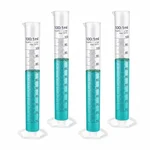 LABXPRT 100ml Pack of 4 Chemistry Lab Measuring Polypropylene Graduated Cylinder