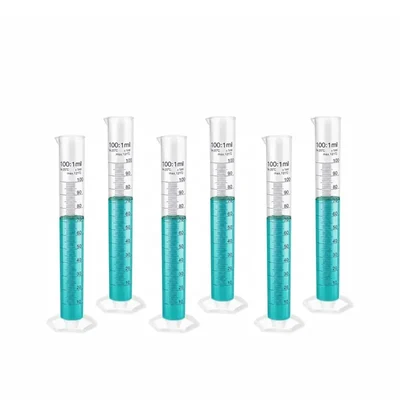 LABXPRT 100ml Pack of 6 Chemistry Lab Measuring Polypropylene Graduated Cylinder
