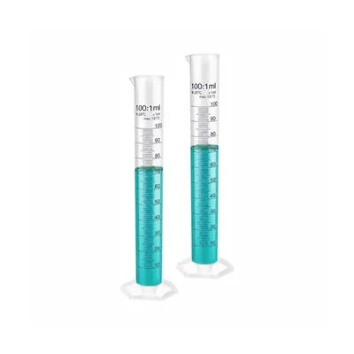 LABXPRT 100ml Polypropylene Pack of 2 Graduated Cylinder for Chemistry Lab Measurements