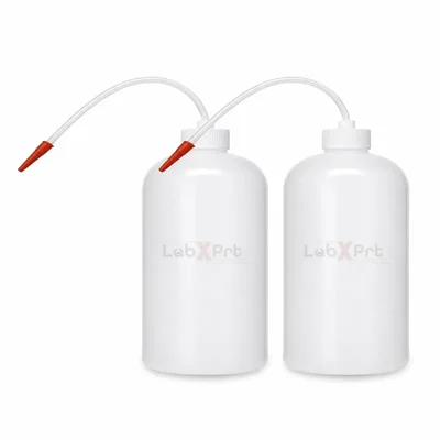 LABXPRT 250ml Pack of 2 Lab Squeeze Polypropylene Wash Bottle with Flexible Dispensing Tube