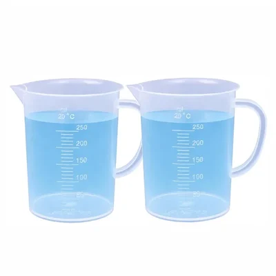 LABXPRT 250ml Pack of 2 Polypropylene Measuring Jug Kitchen Laboratory Industrial Use Graduation Scale