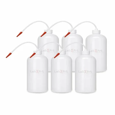 LABXPRT 250ml Pack of 6 Lab Squeeze Polypropylene Wash Bottle with Flexible Dispensing Tube