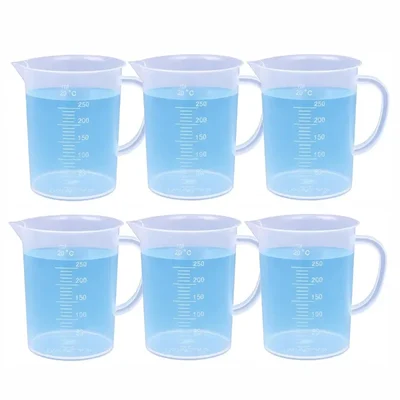 LABXPRT 250ml Pack of 6 Polypropylene Measuring Jug Kitchen Laboratory Industrial Use Graduation Scale
