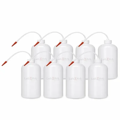 LABXPRT 250ml Pack of 8 Lab Squeeze Polypropylene Wash Bottle with Flexible Dispensing Tube
