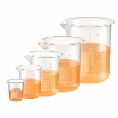 LABXPRT 25ml 50ml 100ml 250ml 500ml Set of 5 Plastic Beaker Laboratory Kitchen Measurement Graduation Marks