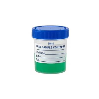 LABXPRT 30ml Polypropylene Urine Sample Bottles Pack of 100 pcs for School College Chemistry Lab Laboratory With Lid