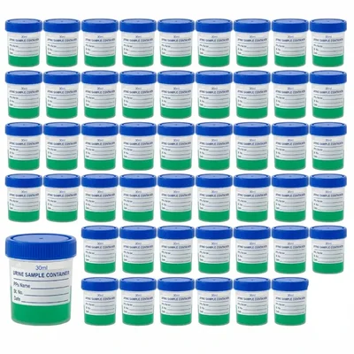 LABXPRT 30ml Polypropylene Urine Sample Bottles Pack of 50pcs for School College Chemistry Lab Laboratory With Lid