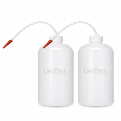 LABXPRT 500ml Pack of 2 Lab Squeeze Polypropylene Wash Bottle with Flexible Dispensing Tube
