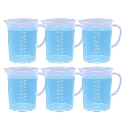 LABXPRT 500ml Pack of 6 Polypropylene Measuring Jug Kitchen Laboratory Industrial Use Graduation Scale