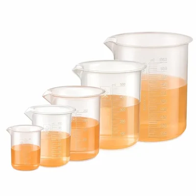 LABXPRT 50ml 100ml 250ml 500ml 1000ml Set of 5 Plastic Beaker Laboratory Kitchen Measurement Graduation Marks