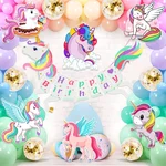 Pack of 3, 54pcs Unicorn Birthday Decoration Kit, Paper Banner, Cardstock Cutouts, Arch, Glue Dots, Balloons