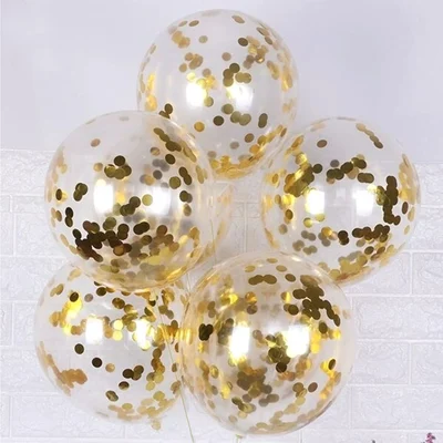 Pack of 3 x 20 Pcs Kit Transparent Balloons Bouquet Combo with Re Filled Gold Confetti & Ribbons for Celebration