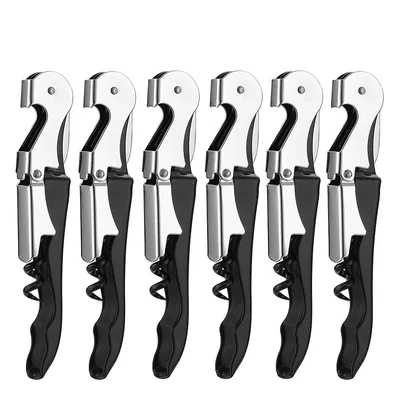 Pack of 6 pcs Stainless Steel Waiter’s Friend Corkscrew, Wine Beer Bottle Opener for Bartenders, Sommeliers, Waitstaff