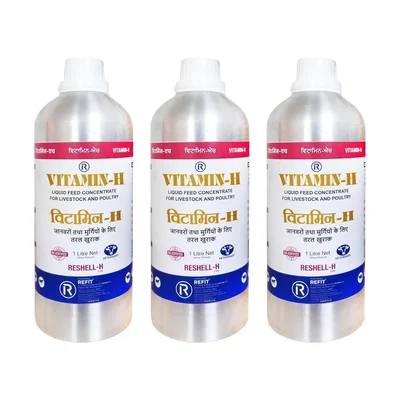 Refit Animal Care Set of 3, 1ltr Vitamin H Supplement for Cattle, Poultry and Livestock Animals, Reshell-H (Lite)