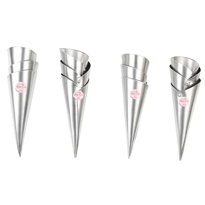 Rinkle Trendz 12pcs Aluminum Conical Spiral Baking Cone Set 11x4 cm for Cannoli, Cream Horns and Pastries