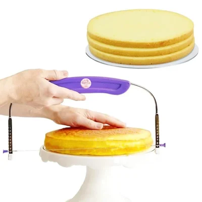RINKLE TRENDZ Adjustable Small Cake Leveler/Cutter/Slicer with SS Wires and Purple Handle for Professional Baking Tools
