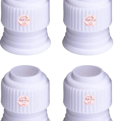Rinkle Trendz Set of 4 Plastic Icing Pipe Tip Coupler, White, for Cake Decorating and Cupcakes