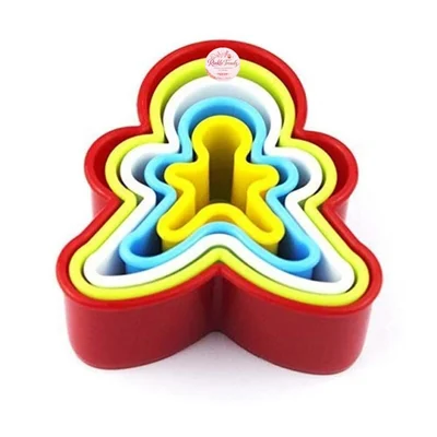 Rinkle Trendz Set of 5 Plastic Ginger Man Cookie Cutter Set, Random Colors, for Fondant, Cupcakes, Cakes and Biscuits