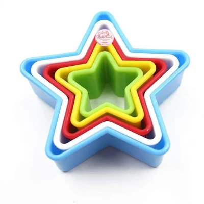Rinkle Trendz Set of 5 Plastic Star Cookie Cutter Set, Random Colors, for Fondant, Cupcakes, Cakes and Biscuits