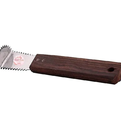 RINKLE TRENDZ Stainless Steel Wooden Coconut Scrapper & Grater with Ergonomic Brown Handle