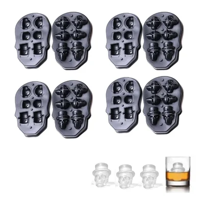 Smart Chef (SCS04H-6P) 3D Skull Ice Cube with Hat Tray, 6-Grid Silicone Mold with Lid- 20 Pieces for Whiskey, Cocktails