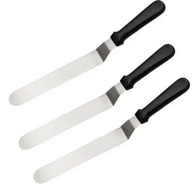 Smart Chef HS30201 Pallet Knives 3pcs, Cranked 4-Inch Blade Length, Spatula Set for Cake Decorating, Icing