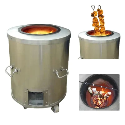 Commercial Round Shape Charcoal Tandoor, SS Body(Size-23 x 35 Inch)