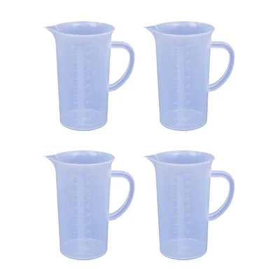 SBT Instruments 4pcs x 1000ml Polypropylene Measuring Jug with Handle for Kitchen Lab
