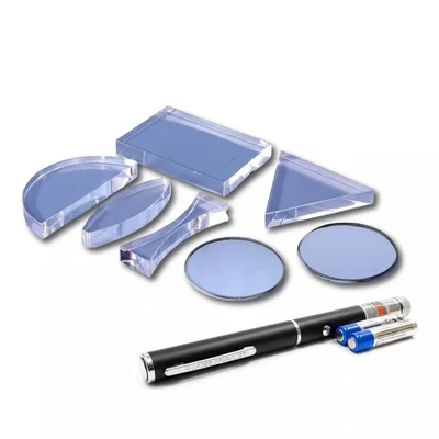 SBT Instruments 8pcs Acrylic Optic Lens Set with Green Laser Pointer for Experiments