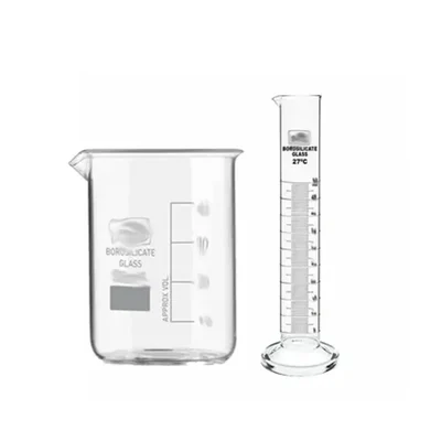 SBT Instruments Borosilicate 3.3 Glass Scientific Beaker 500ml & Cylinder 100ml Round Base for College Laboratory