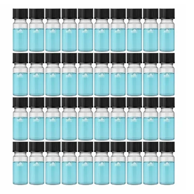 SBT Instruments Borosilicate 5ml x 40pcs Transparent Glass Vials with Lids, Flat Bottom for Essential Oils Samples