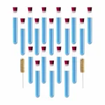 SBT Instruments Borosilicate Glass Test Tube 15mmX125mm (Test Tube 18pcs, Cork 18pcs) & Rubber Cork with 2pcs Brush