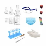 SBT Instruments Lab Kit - 22 Products Combo (Beakers, Conical Flask, Test Tube, Mask, Glove, pH Paper, Holder, Brush)