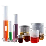 SBT Instruments Plastic 5 pcs Graduated Cylinders & 5 pcs Plastic Beakers of Different Capacity for Lab Purpose