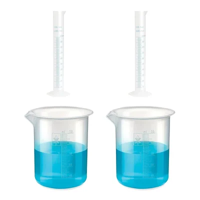 SBT Instruments Polypropylene 2 Measuring Cylinder 100ml & 2 Measuring Beaker 50ml Combo